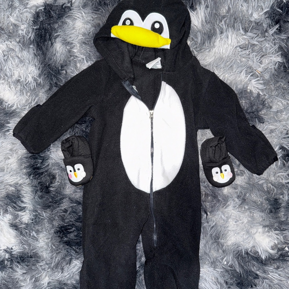 Cozy Penguin Kids Footie with Hood